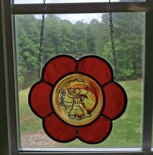 Stained Glass Flower Lisa Simpson Suncatcher